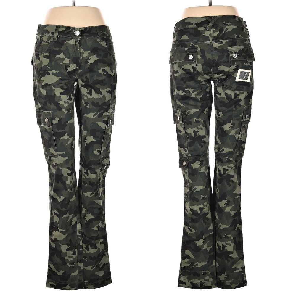 Vintage Y2K Venus Cargo Pants Camouflage Sample Utility Green Logo Low Rise 4